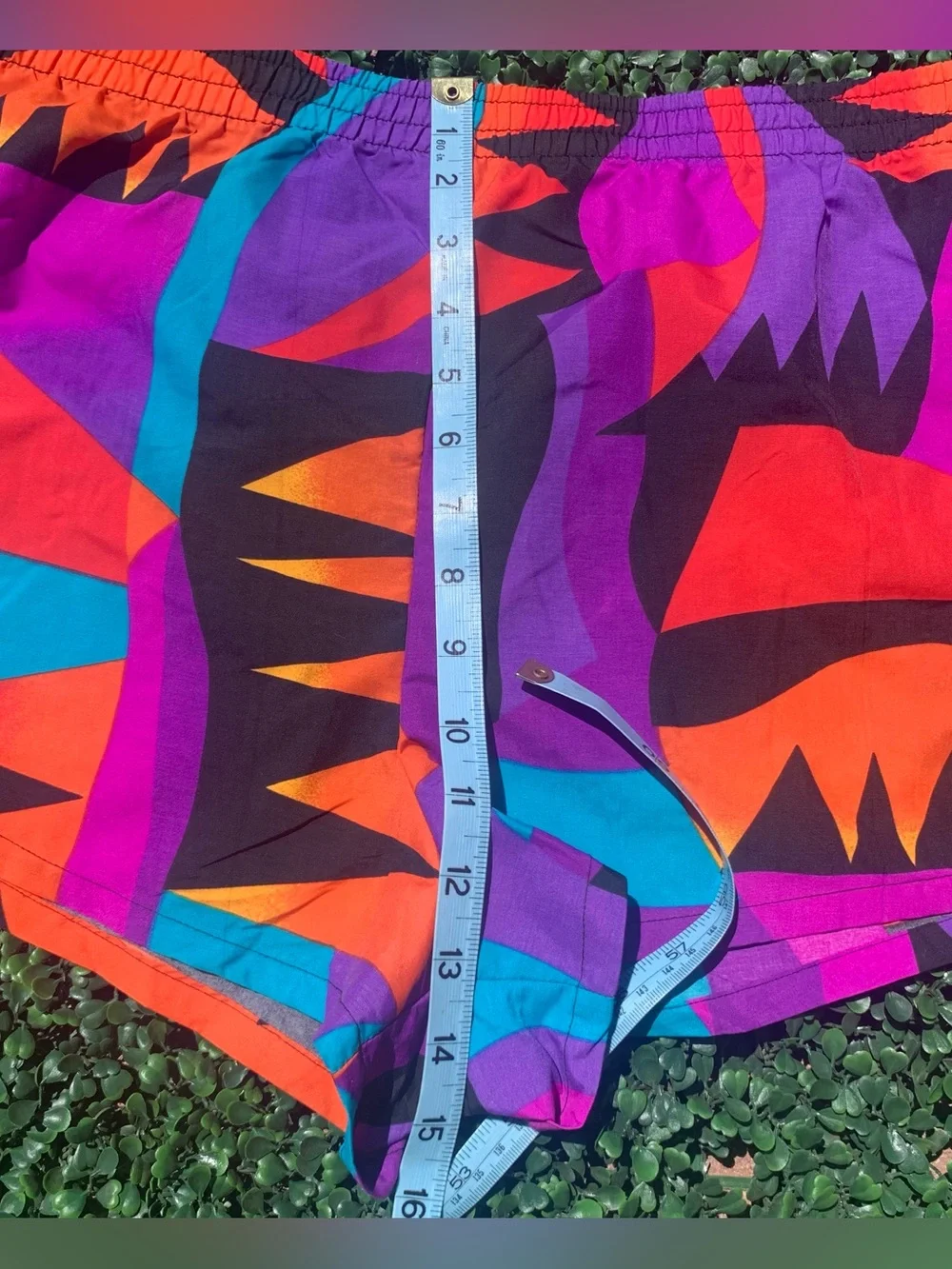 Vintage SPEEDO Maximalist Geo Sunset Swim Trunks / Shorts - needs elastic repair